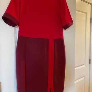 Maggie London color block dress with slit.   Size 16